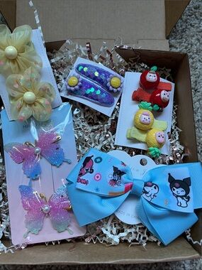 Cute Blue Character Bow Hair Clip for Kids